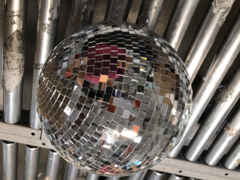 Photo 3 of 12" Disco Ball Mirror Ball Disco Party Decoration Stage Light Dj Light Effect Home Business Christmas Display Decoration Silver
