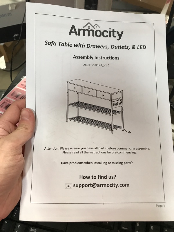 Photo 1 of Armocity Sofa Table with Drawers, Outlets, and LED