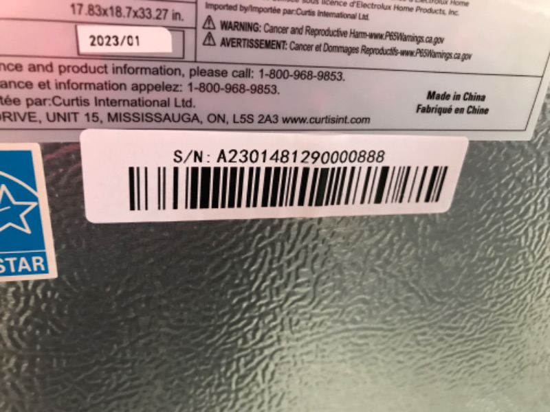 Photo 6 of **MINOR DAMAGE**  FRIGIDAIRE EFR331-BLACK 3.2 Cu ft Eraser Board Mini Compact Dorm Fridge (Black) 3.2 cu ft BLACK