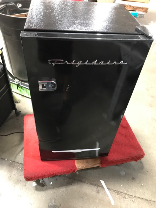 Photo 2 of **DAMAGED**  FRIGIDAIRE EFR376-BLACK 3.1 Cu Ft Black Retro Bar Fridge with Side Bottle Opener BLACK Single Door Fridge