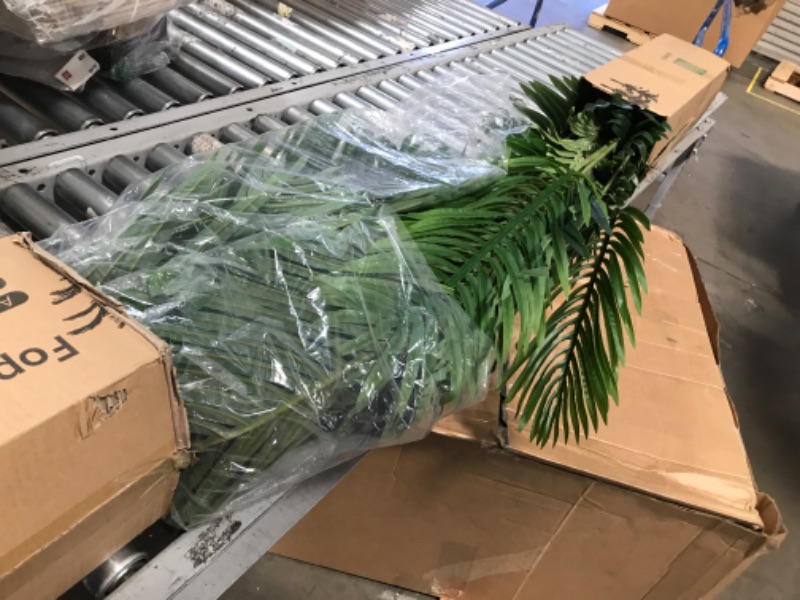 Photo 2 of **ONLY THE PALM TREES**   Fopamtri 5 Feet Artificial Areca Palm Tree with 43" Artificial Monstera Deliciosa Plant Set