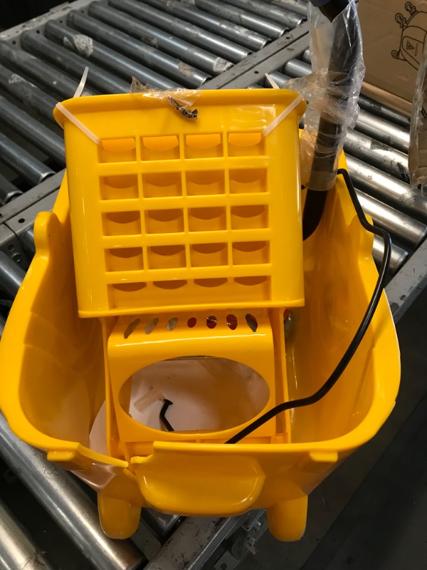 Photo 4 of *** bucket has shipping damage *** ***loose or missing hardware parts only item *** Simpli-Magic 79358 Commercial Mop Bucket with Side Press Wringer, 26 Quart, Yellow Yellow Bucket