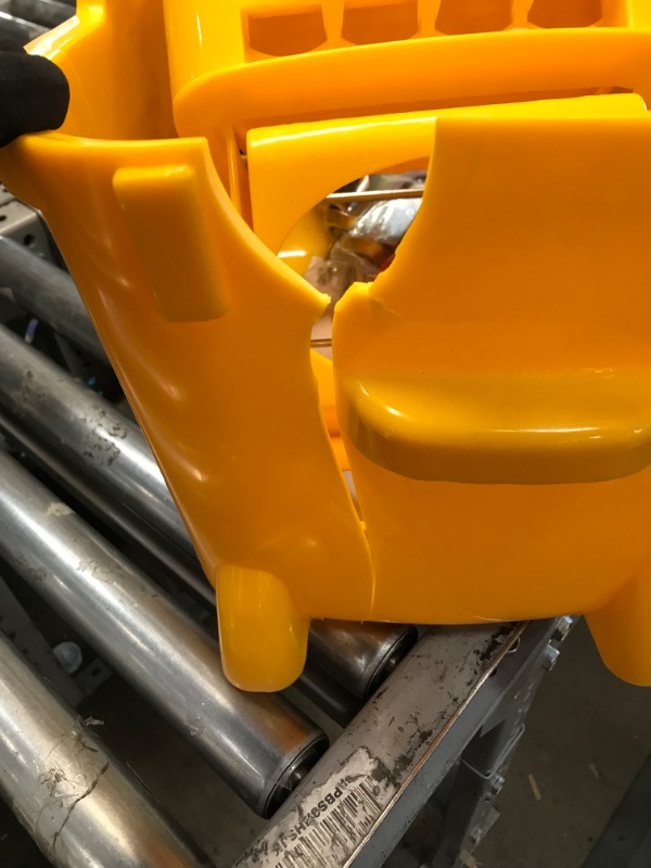 Photo 2 of *** bucket has shipping damage *** ***loose or missing hardware parts only item *** Simpli-Magic 79358 Commercial Mop Bucket with Side Press Wringer, 26 Quart, Yellow Yellow Bucket