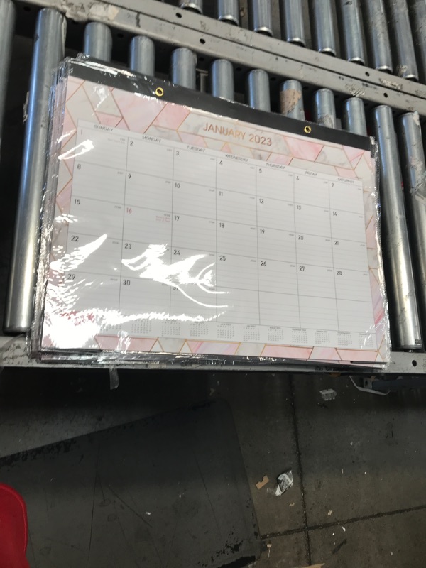 Photo 2 of 2023-2024 Desk Calendar - 18 Monthly Large Desk Calendar 2023-2024, 22" x 17", Jul 2023 - Dec 2024, Large Ruled Blocks, Tear Off Design, 2 Corner Protectors & 2 Hanging Hooks - Marble