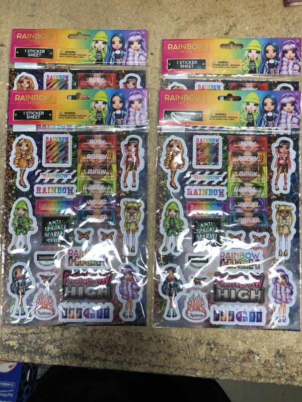 Photo 1 of 4-Pack Innovative Designs, LLC Rainbow High Raised Sticker Sheet – Puffy Sheet with Rainbow High Character Stickers, Personalize and Decorate with Raised Sticker Pads, Bulk Cute Stickers for Girls and Boys