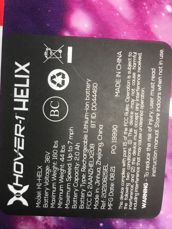 Photo 1 of Hover-1 Helix Electric Hoverboard | 7MPH Top Speed, 4 Mile Range, 6HR Full-Charge, Built-in Bluetooth Speaker, Rider Modes: Beginner to Expert Hoverboard Galaxy