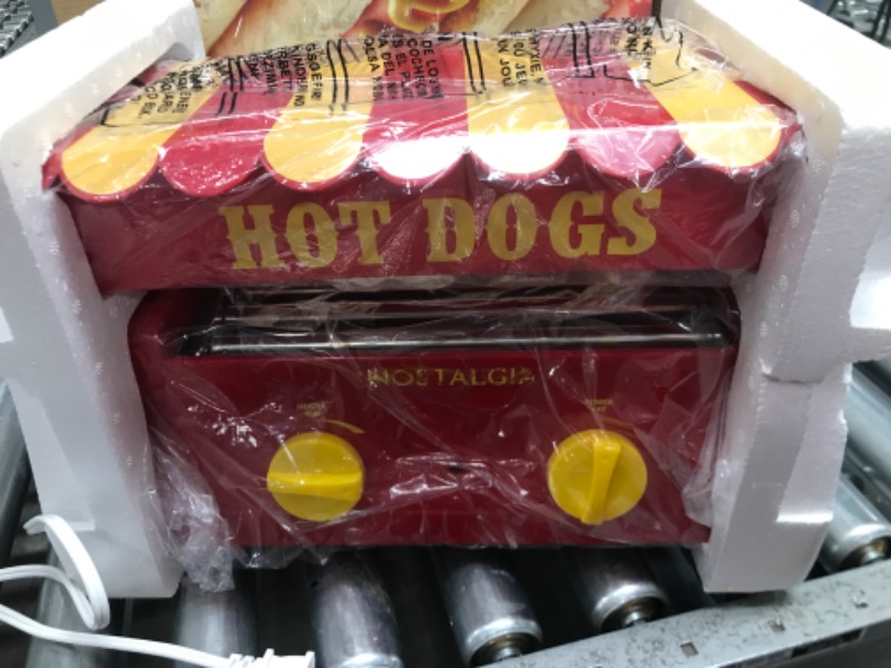 Photo 2 of ***Powers On*** Nostalgia Countertop Hot Dog Roller and Warmer, 8 Regular Sized Hot Dogs, 4 Foot Long Hot Dogs and 6 Bun Capacity, Stainless Steel Rollers, Perfect For Breakfast Sausages, Brats, Taquitos, Egg Rolls 2nd Generation Hot Dogs Rollers