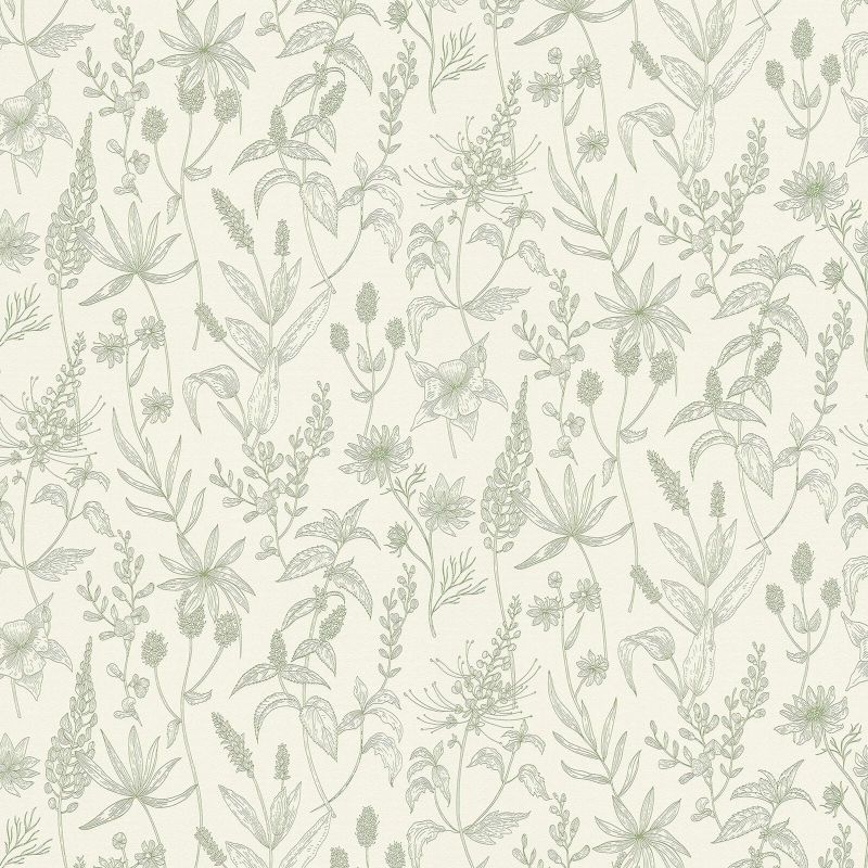 Photo 1 of 2979-37363-5 Nami Floral Vinyl Modern Botanical Wallpaper in Olive Green
