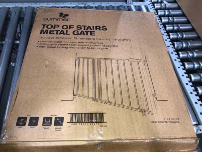 Photo 3 of (White) Summer Top Of Stairs Metal Gate  6-24 Mo Baby Gatr Assembly Required 29"-42" Width, 30" Height (Doorway Mount & Stairway Hardware Included) 