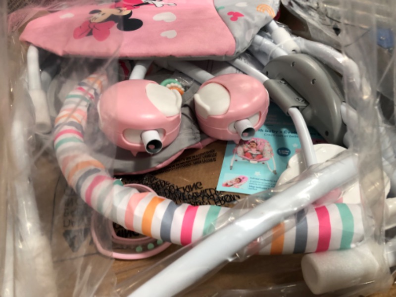 Photo 2 of Bright Starts Disney Baby Minnie Mouse Infant to Toddler Rocker with Vibrations and Removable Toy Bar - Forever Besties, Newborn + Minnie Forever Besties