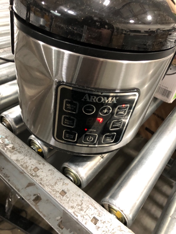 Photo 2 of *DENTED*Aroma Housewares ARC-914SBD Digital Cool-Touch Rice Grain Cooker and Food Steamer, Stainless, Silver, 4-Cup (Uncooked) / 8-Cup (Cooked) Basic