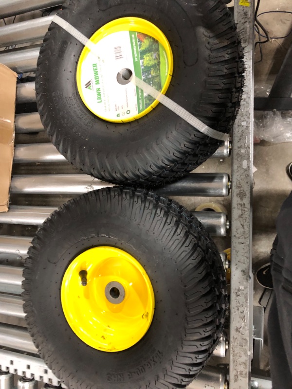 Photo 4 of 15x6.00-6" Front Tire Assembly Replacement for 100 and 300 Series John Deere Riding Mowers - 2 pack