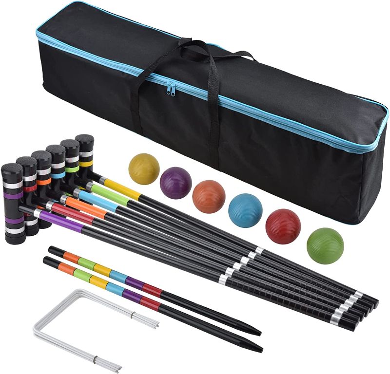 Photo 1 of [6 Players]Premium Croquet Set for Families, BroWill Croquet Set with Carrying Bag for Yard Outdoor Lawn Backyard Games for Kids Adults All Ages, 35 Inch
