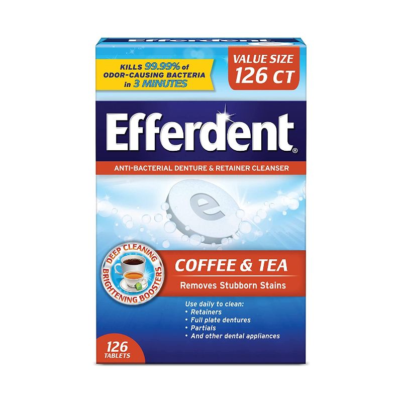 Photo 1 of 2 PACK
Efferdent Denture & Retainer Cleanser Tablets Coffee & Tea 126 Tablets
