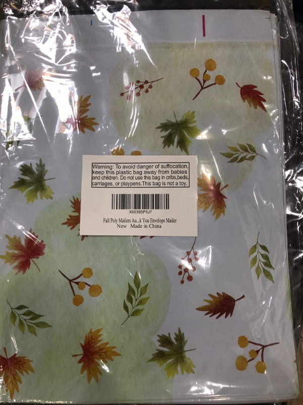 Photo 2 of Thanksgiving Poly Mailers Fall Pumpkin Shipping Bags Fall Autumn Leaves Flowers Shipping Envelopes 10” x 13” 100 Pack