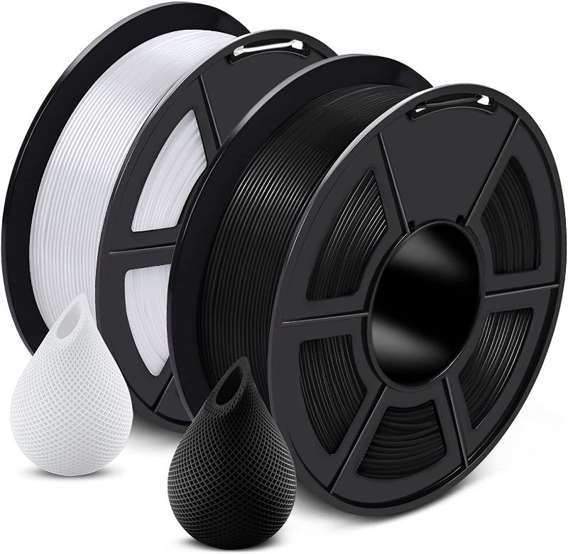 Photo 1 of 3D Printer Filament Bundle, Super Neat Filament Spool, Strong PETG Filament 1.75mm Dimensional Accuracy +/- 0.02mm, 1KG Spool(2.2LB), Pack of 2, Black+White 