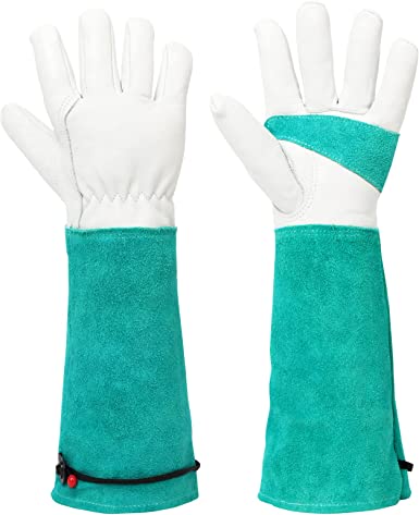 Photo 1 of Moosinily Pruning Gloves Long for Men & Women, Pigskin Leather Rose Gardening Gloves- Breathable & Durability Gauntlet Gloves
