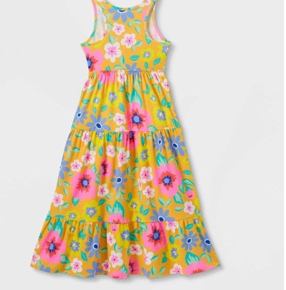 Photo 1 of Girls' Floral Tiered Maxi Dress - Cat & Jack Light Mustard Yellow L
