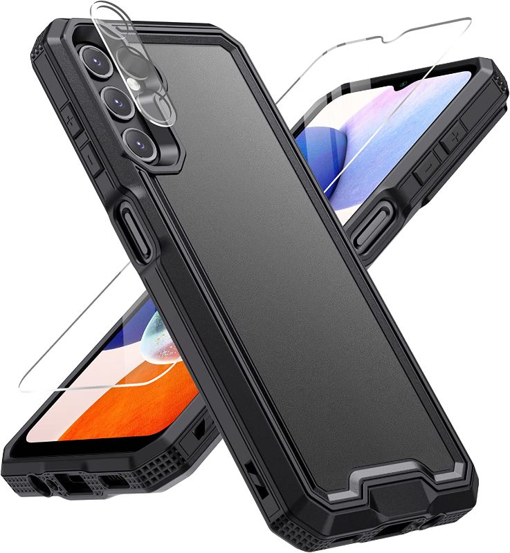 Photo 1 of LEKEVO for Samsung Galaxy A14 5G Case: with Screen Protector & Camera Lens Cover, Heavy Duty Dual Layer Phone Case, Military Grade Drop Proof Rugged Protective Shell (Black)
