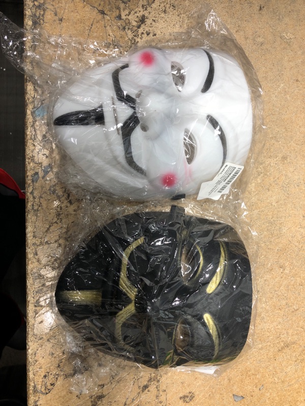 Photo 3 of Anonymous Guy Cosplay Party Mask for Halloween?2 Pack? White and black seasonal bundle 