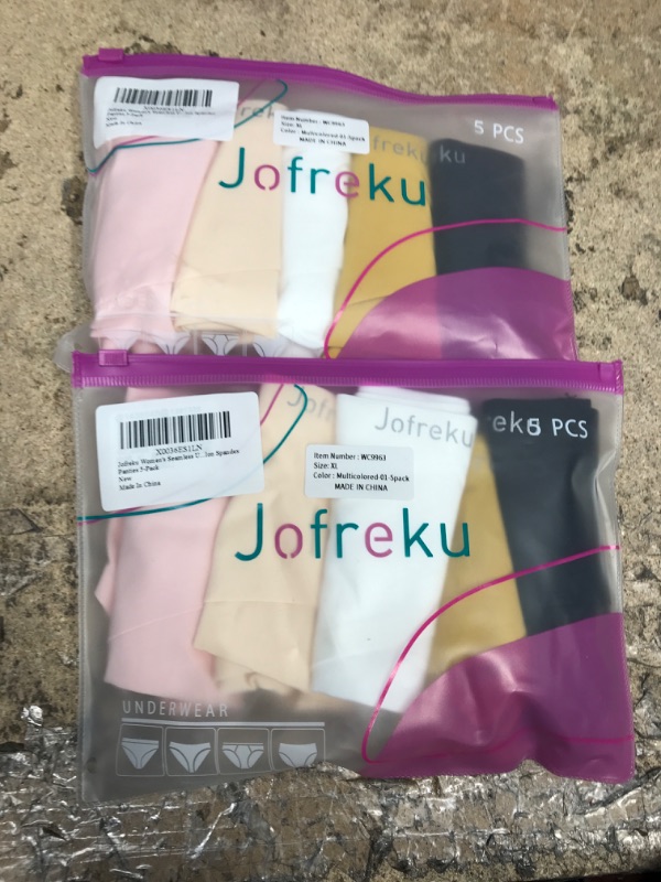 Photo 2 of 2 of- Jofreku Seamless Underwear Invisible Bikini No Show Nylon Spandex Women Panties 5 Pack X-Large Multicolored-01-5pack