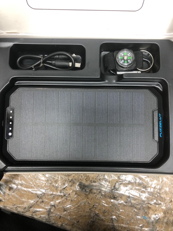 Photo 3 of fuzzelut Solar Power Bank, 30000mAh Portable Solar Charger Power Bank, Solar Panel Charger with Quick Charge 3.0 Type C Input Port & 6 Outputs & Dual Flashlight, Wireless Solar Phone Charger