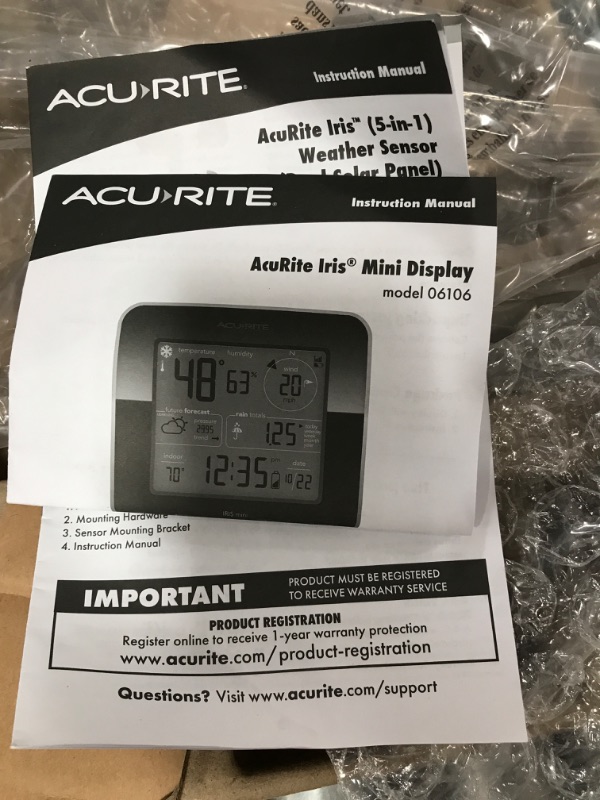 Photo 3 of AcuRite Iris® Weather Station with Wireless Display for Temperature, Humidity, Wind Speed, Wind Direction, Historic Rainfall Totals, and Hyperlocal Forecast with Built-in Barometer (01122M) Monochrome Wireless Display