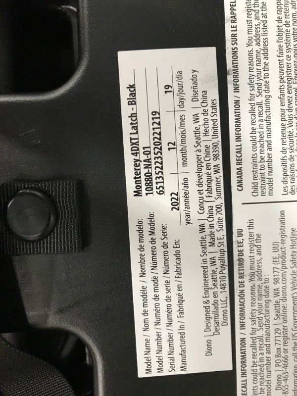 Photo 3 of Diono Monterey 4DXT Latch, 2-in-1 High Back Booster Car Seat with Expandable Height, Width, Advanced Side Impact Protection, 8 Years 1 Booster, Black NEW! Black