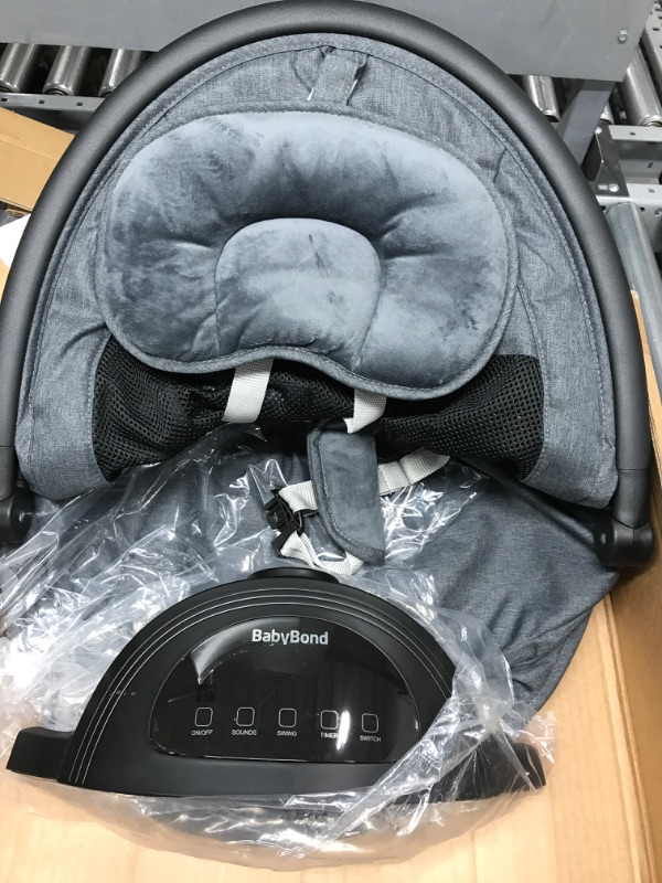 Photo 3 of Baby Swings for Infants, BabyBond Bluetooth Infant Swing with Music Speaker with 3 Seat Positions, 5 Point Harness Belt, 5 Speeds and Remote Control - Portable Baby Swing for Indoor and Outdoor Baby Swing with mosquito nets