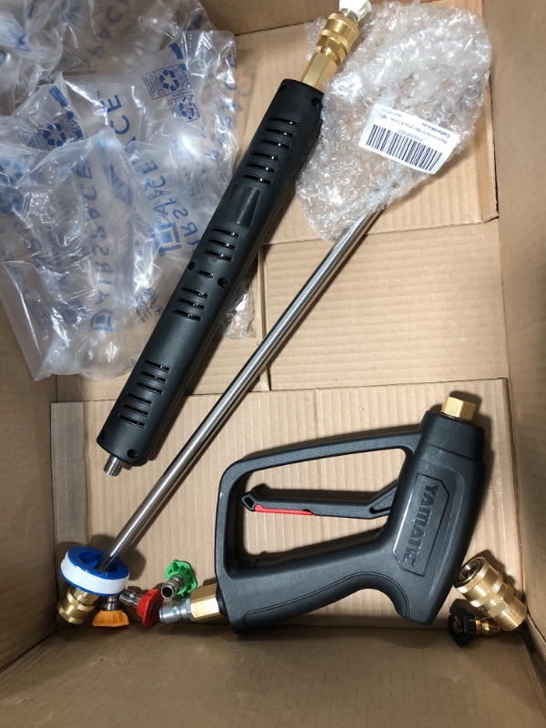 Photo 2 of YAMATIC Pressure Washer Gun with 3/8" Swivel Quick Connector & M22-14mm Fitting, Stainless Steel Flexible Extension Wand Replacement For Most Power Washer, 40 Inch, MAX 4500 PSI