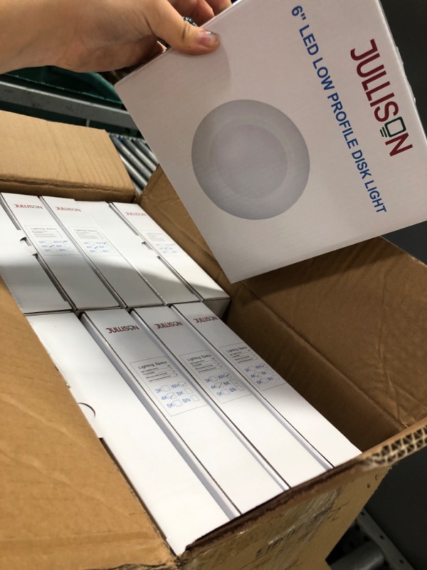 Photo 1 of JULLISON 20 Packs 6 Inch LED Low Profile Recessed & Surface Mount Disk Light, Round, 15W, 900 Lumens, 4000K Cool White, CRI80, Driverless Design, Dimmable, ETL Listed, White 4000K Cool White 20 Packs