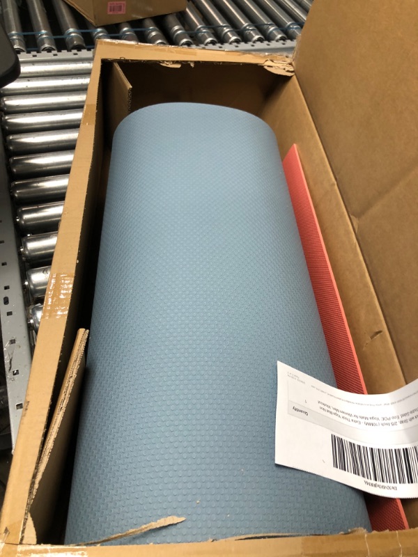 Photo 2 of Feetlu Extra Large and Cushioned Yoga Mat with Strap – 10mm & 12mm Thick Yoga Mat, Non-Skid Dual Surface Workout Mat, Eco-Friendly POE Yoga Mats for Women Men Kids, Perfect Exercise Mat for Pilates, Yoga, and Floor Workouts. 2/5*24*72 inch TrurkeyBlue/Gra