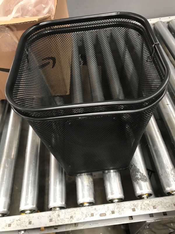 Photo 2 of *READ NOTES*Mind Reader 2SQUAGA-BLK 2-Piece Garbage Waste Basket Recycling Bin Set, Square Metal Mesh, Black Black Set of 2