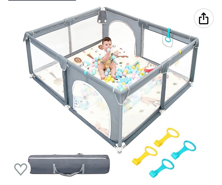 Photo 1 of Baby Playpen,71"x59" Extra Large Baby Playard, Playpen for Babies with Gate, Baby Toys 0-6 to 12 Months Baby Activity Center, Sturdy Safety Playpen with Soft Mesh, Playpen for Toddlers(Gray) Baby Playpen,71"x59" Extra Large Baby Playard, Playpen for Babie