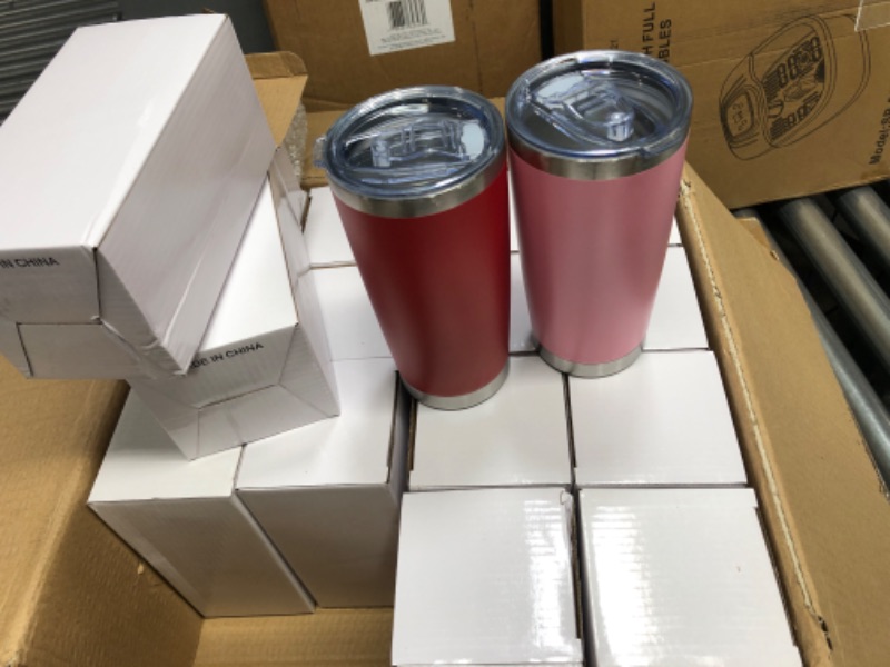 Photo 1 of 16 Packs Stainless Steel Skinny Tumblers with Lids, 20 oz Double Wall Vacuum Insulated Travel Mug Reusable Water Coffee Cup for Cold Hot Drinks, 16 Assorted Colors