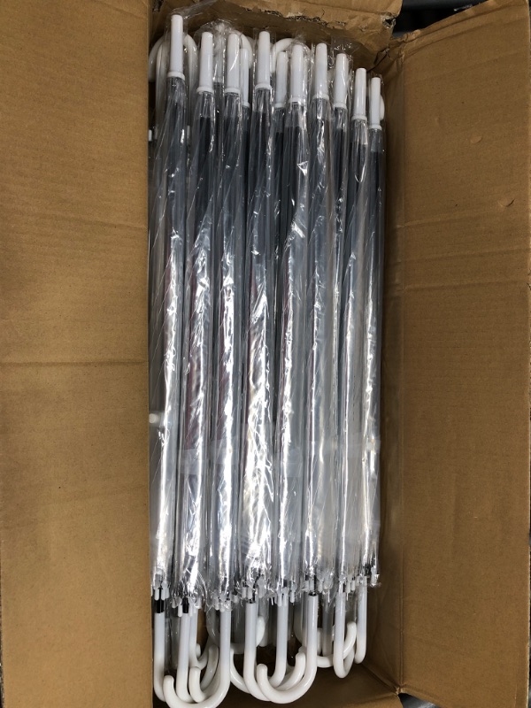 Photo 1 of 30 Pieces Wedding Umbrellas Bulk Auto Open Stick Umbrellas with White European J Hook Handle Windproof Large Canopy Umbrella for Outdoor Wedding Bride Groom Photography Golf Clear