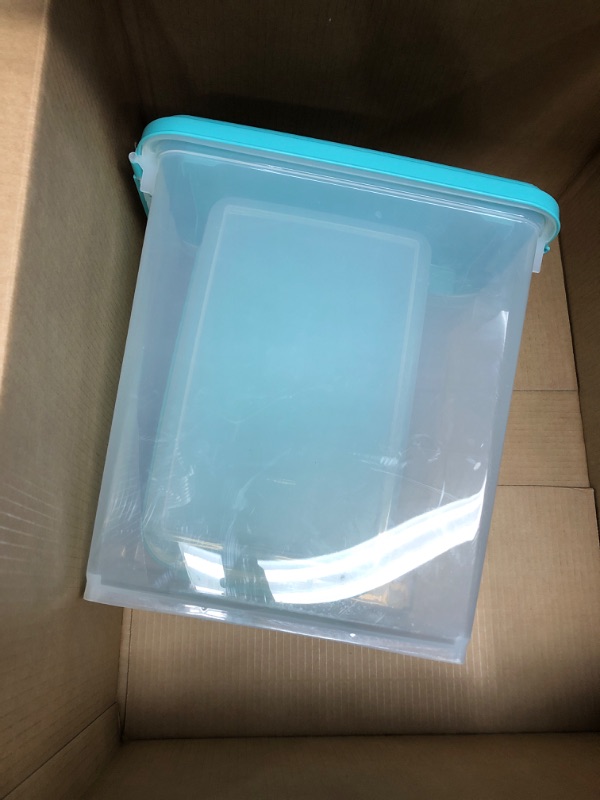 Photo 2 of **MISSING PARTS** Iris USA 3-Piece Airtight Pet Food Storage Container Combo with Scoop and Treat Box for Pet, Dog, Cat, and Bird Food, Sea Foam Blue