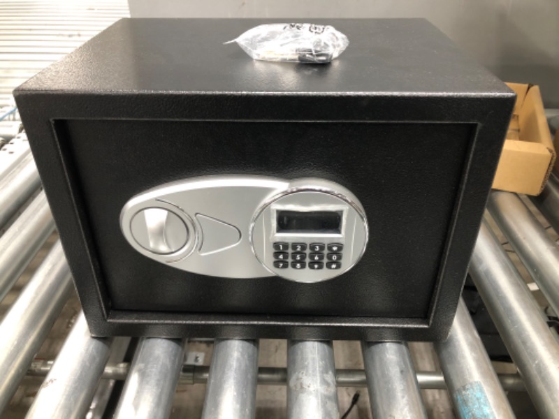 Photo 3 of *** USED IN GOOD CONDITION *** Amazon Basics Steel Security Safe and Lock Box with Electronic Keypad - Secure Cash, Jewelry, ID Documents - 0.5 Cubic Feet, 13.8 x 9.8 x 9.8 Inches 0.5 Cubic Feet Keypad Lock