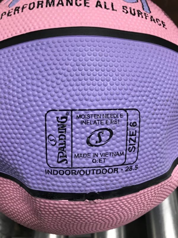 Photo 3 of *** unable to test low on air *** Spalding Street Outdoor Basketball Intermediate Size 6, 28.5" Pink/Purple