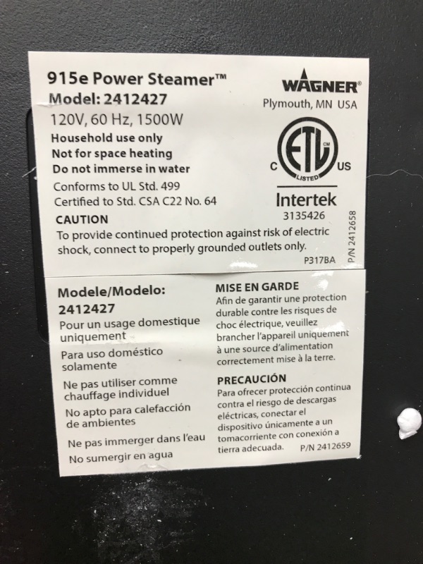 Photo 3 of ***TESTED/ POWERS ON***Wagner Spraytech 0282014 915e On-Demand Steam Cleaner & Wallpaper Removal, Multipurpose Power Steamer & Zinsser 2976 Paper Tiger Free-Floating Self-Aligning Triple Head Wallpaper Remover Tool