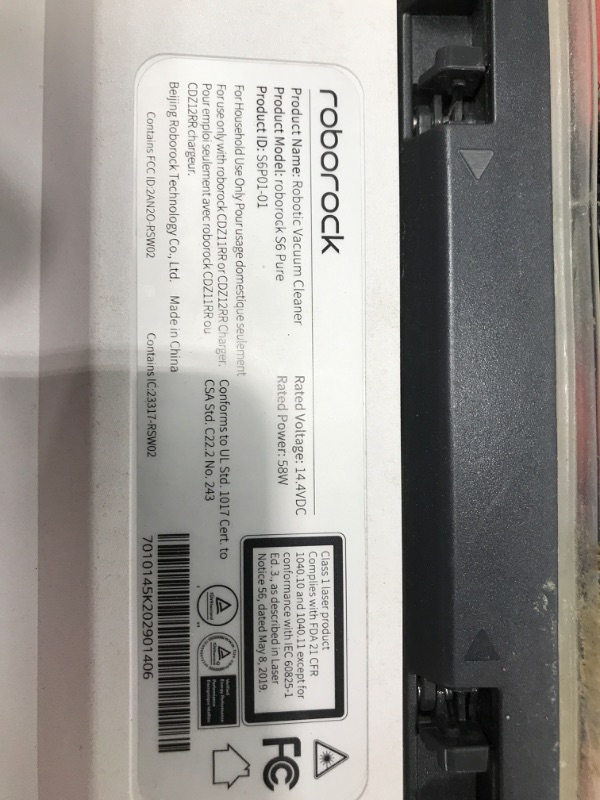 Photo 4 of ***TESTED/ POWERS ON***roborock S6 Pure Robot Vacuum and Mop, Multi-Floor Mapping, Lidar Navigation, No-go Zones, Selective Room Cleaning, Super Strong Suction Robotic Vacuum Cleaner, Wi-Fi Connected, Alexa Voice Control White