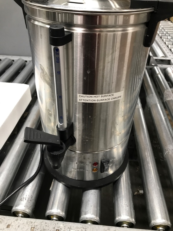 Photo 2 of ***TESTED/ POWERS ON***SYBO 2022 UPGRADE SR-CP-50C Commercial Grade Stainless Steel Percolate Coffee Maker Hot Water Urn for Catering, 50-Cup 8 L, Metallic