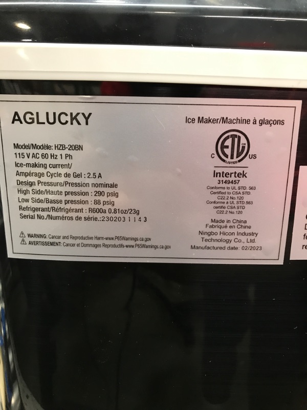 Photo 4 of **PICTURE FOR REFERENCE**
AGLUCKY Countertop Ice Maker Machine, Portable Ice Makers Countertop, Make 26 lbs ice in 24 hrs,Ice Cube Ready in 6-8 Mins with Ice Scoop and Basket