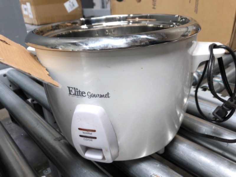 Photo 2 of **USED, PARTS ONLY****
Elite Gourmet ERC-2020 Electric Rice Cooker with Stainless Steel Inner Pot Makes Soups, Stews, Grains, Cereals, 20 Cups, White 20 Cups Cooked