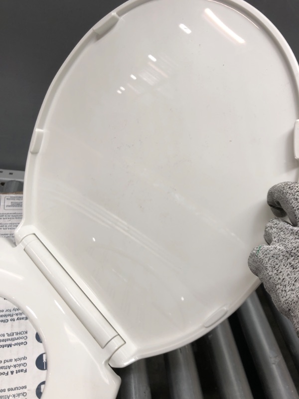 Photo 9 of **PARTS ONLY**
Kohler 4775-0 Brevia Round Toilet Seat with Grip Tight Bumpers, Release, Quick Attach Hardware, Color Matched Hinges, White Round White

**MISSING PARTS AND HARDWARE **