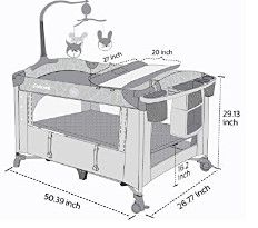 Photo 1 of ADOVEL Baby Bassinet Bedside Crib, Pack and Play with Mattress, Diaper Changer and Playards from Newborn to Toddles