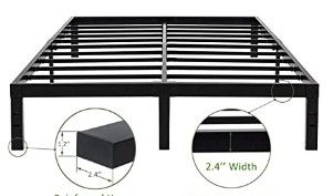 Photo 1 of 45MinST 14 Inch Reinforced Platform Bed Frame/3500lbs Heavy Duty/Easy Assembly Mattress Foundation/Steel Slat/Noise Free/No Box Spring Needed, Queen