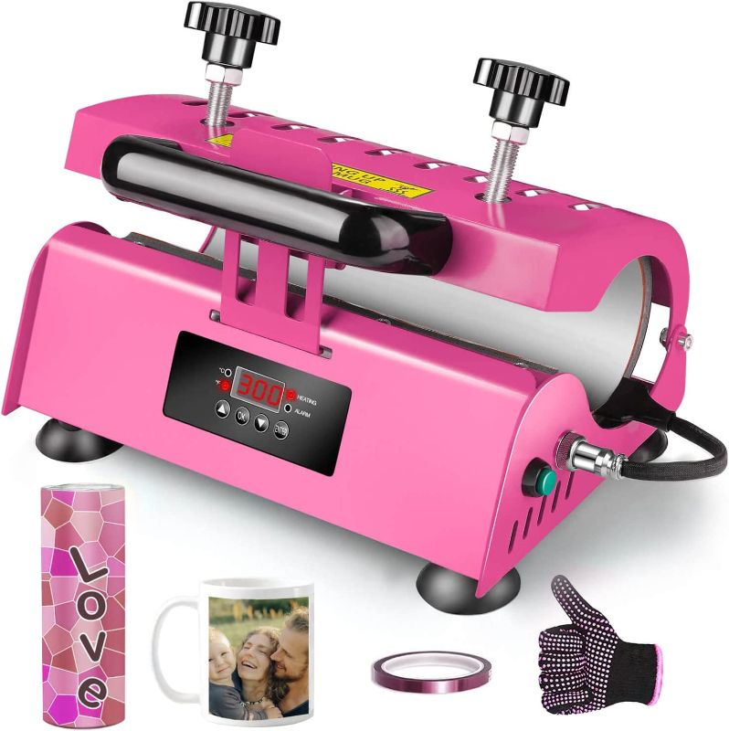 Photo 1 of Easydiy 110 V Portable Tumbler Heat Press Machine Pink Mug Machine for 30 OZ 20 OZ 16 OZ Straight Sublimation Blanks Skinny Tumbler 15 OZ 11 OZ Sublimation Ceramic Mugs DIY Heat Transfer Print