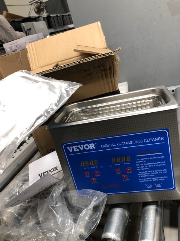 Photo 4 of VEVOR Professional Ultrasonic Cleaner, Easy to Use with Digital Timer & Heater, Stainless Steel Industrial Machine for Parts, 110V, FCC/CE/RoHS Certified (3L