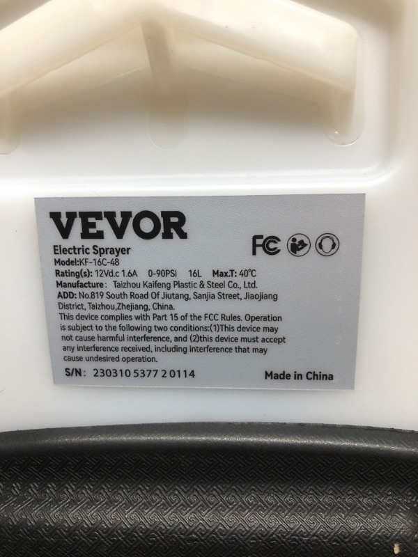 Photo 3 of VEVOR Battery Powered Backpack Sprayer, 0-90 PSI Adjustable Pressure, 4 Gallon Tank, Back Pack Sprayer with 8 Nozzles and 2 Wands, 12V 8Ah Battery, Wide Mouth Lid for Weeding, Spraying, Cleaning